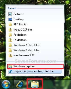 Windows Explorer Taskbar Icon - Change Open To Target-unpin.jpg