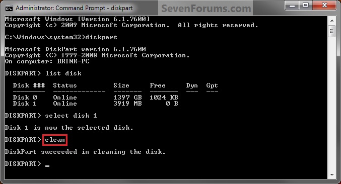 Disk - Clean and Clean All with Diskpart Command-step4_clean.jpg