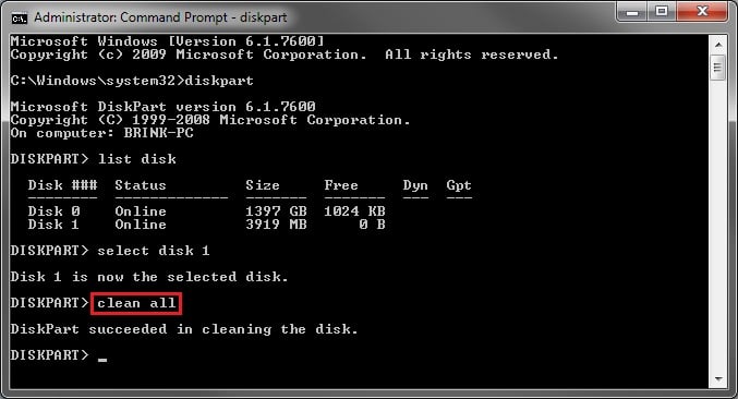Disk - Clean and Clean All with Diskpart Command-step4_clean_all.jpg