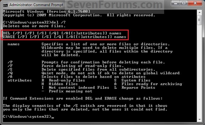 File Delete From Command Prompt Tutorials