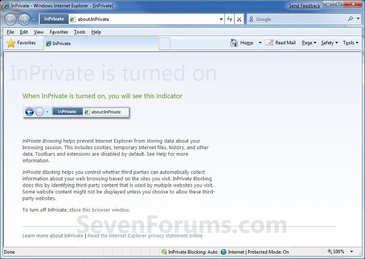 Internet Explorer InPrivate Browsing Enable or Disable - Windows 7 Help