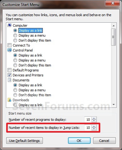 Jump Lists - Change Number of Recent Items to Display-properties.jpg