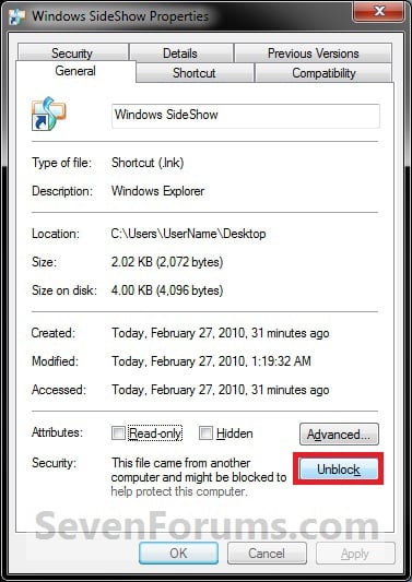 Windows SideShow Shortcut - Create-unblock.jpg