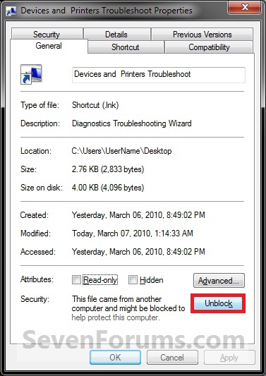 Devices and Printers Troubleshoot Shortcut - Create-unblock.jpg