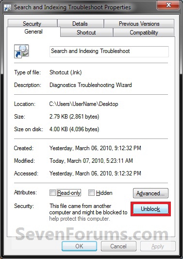 Search and Indexing Troubleshoot Shortcut - Create-unblock.jpg