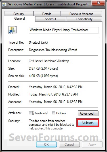 WMP Library Troubleshoot Shortcut - Create-unblock.jpg