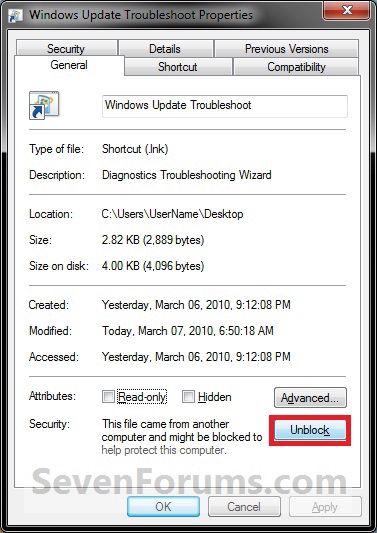 Windows Update Troubleshoot Shortcut - Create-unblock.jpg