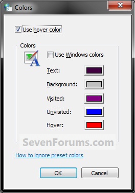 Internet Explorer - Change Colors Used for Webpages | Tutorials