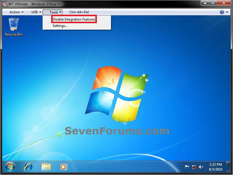 Windows Virtual PC Integration Features - Install, Enable, and Disable-disable1.jpg