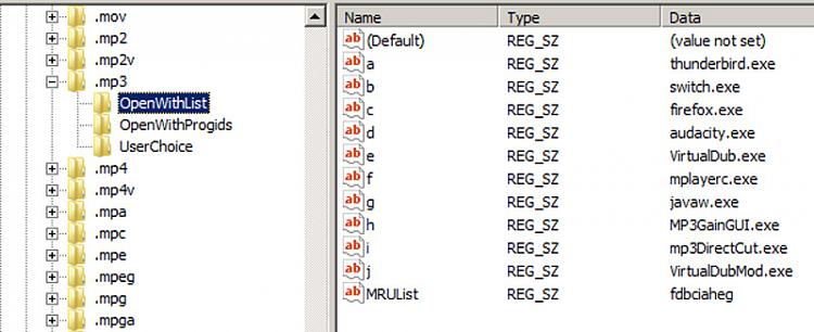 Open with - Clean Up and Remove Programs-regedit-mp3openwithlist.jpg