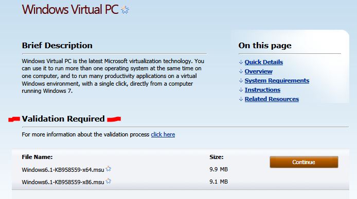 Can't seem to download xp mode or virtual PC-validation-required.jpg