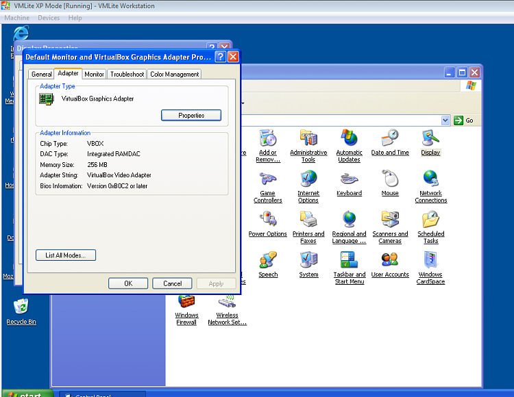 Double the size of Video Ram for XPMode in Virtual Box OR VMLite-256-works.png