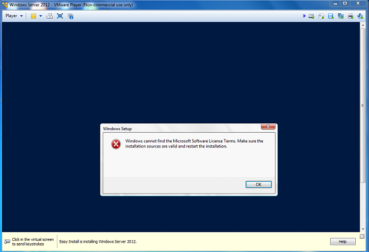 Unable To Install Windows Server 2012 On Vmware Player Windows 7