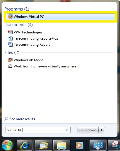 How do I force my XP Mode virtual machine to shut down?-start.jpg