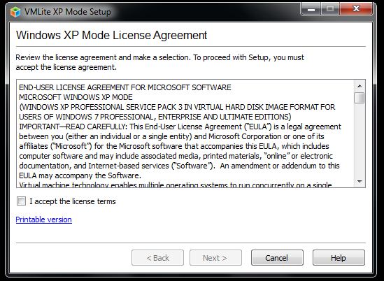 Can I run XP inside of Windows 7 with &quot;Virtualbox&quot;?-xp-mode-license-agreement.jpg