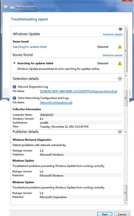 Windows Updates; Windows Activation Error Code 80072EFD-troubleshootingreport.jpg