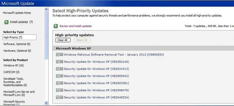 Recent updates are unchecked in Windows Update.  Why?-011012patchtuesxp.jpg