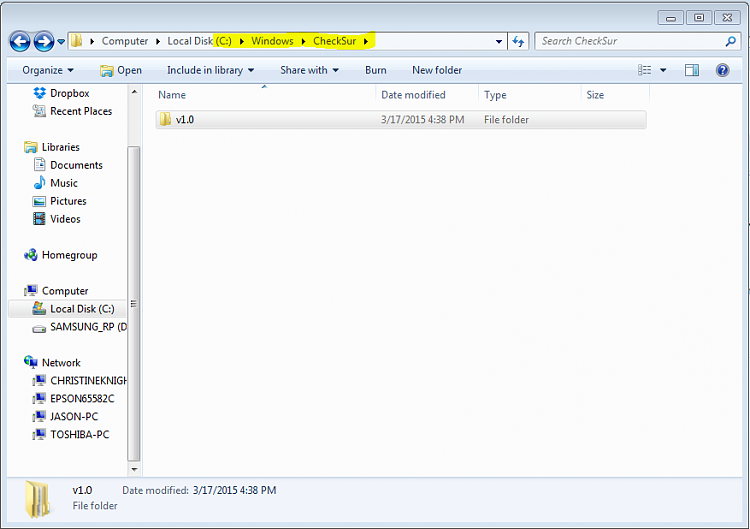How do I correct the Windows update error 800B0100 &amp; 80073712?-windows-checksur-folder.png