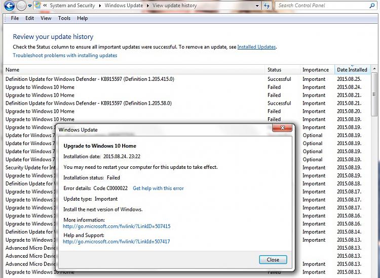 Upgrade to Windows 10 Home Failed-c0000022.jpg