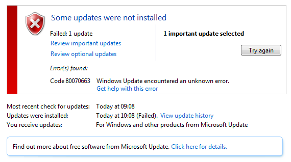 Win 7 update error 80070663 when installing update KB2596787-error.png