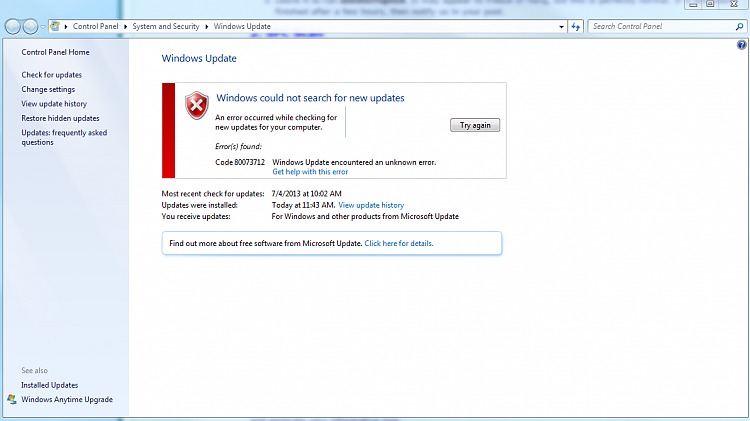 Image result for windows update error 80073712 windows 7