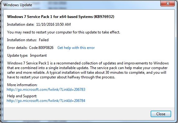 Windows 7 updating SP1 error code 800F0826-wuerror.jpg