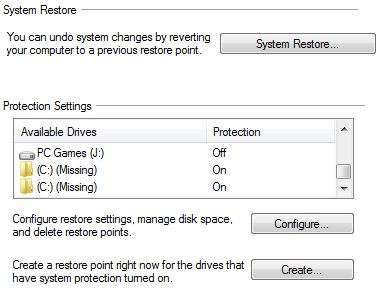Windows 7 Update disables system restore + new folder entry-sysprtect.jpg