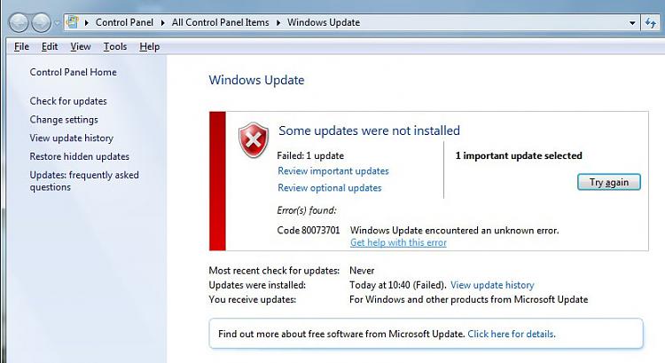 Cannot install: 2018-02 Security Monthly Quality Rollup for Windows 7-failed.jpg