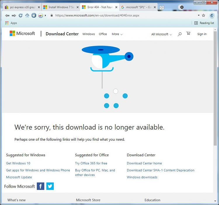 Windows 7 SP1 no longer available from Microsoft Windows 10 Windows 7 SP1 no longer available from Microsoft Windows 10