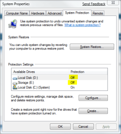 Windows 7 Build 7000 System Restore Settings.PNG