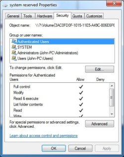 Security properties of System Reserved section on D-drive.jpg