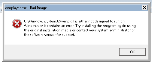 wmp.dll corrupt.PNG