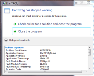 ElanTPCfg has stopped working.PNG