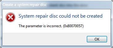System repair disk could not be created.jpg