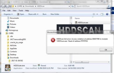 WINDOWS - ACER HARD DRIVE SCAN - HDDScan - ERROR MESSAGE IMMEDIATELY ON TRYING TO RUN IT - SCREE.JPG