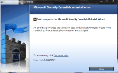MSE Unistall Error.PNG