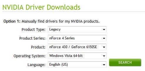 screenshot - GeForce 6150SE and nForce 430 driver page 1.jpg