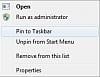 Pin to Taskbar and Pin to Start Menu Missing from Context Menu Fix